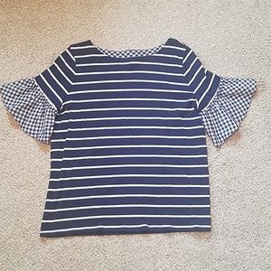 Gingham Ruffle Sleeve Top